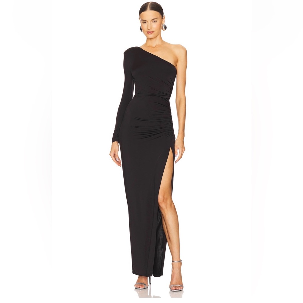 Michael Costello Black One-Shoulder Gown